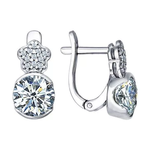 Серьги из серебра с фианитами