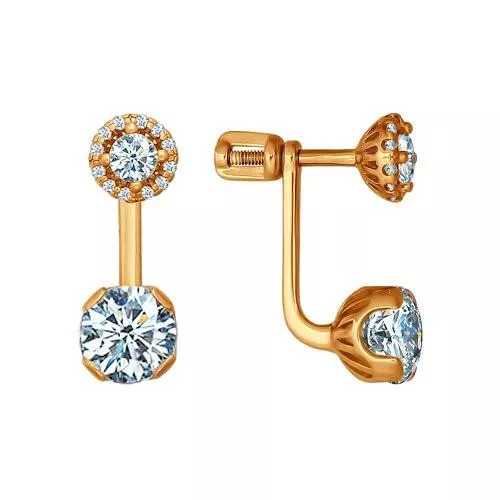 Серьги из золочёного серебра с фианитами