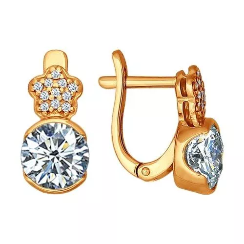 Серьги из золочёного серебра с фианитами