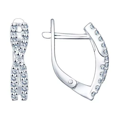 Серьги из серебра с фианитами