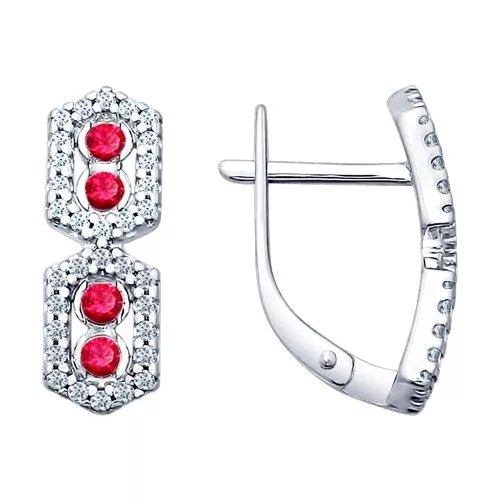 Серьги из серебра с фианитами