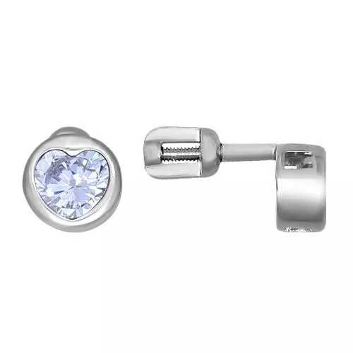 Серьги-пусеты с камнем в форме сердца