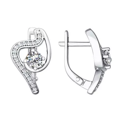 Серьги из серебра с фианитами