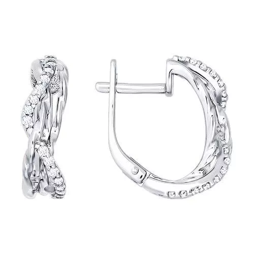 Серьги из серебра с фианитами