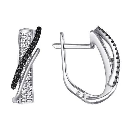 Серьги из серебра с фианитами