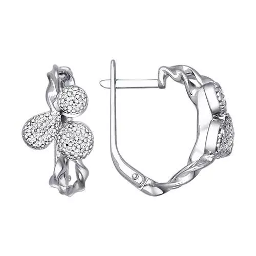 Серьги из серебра с фианитами