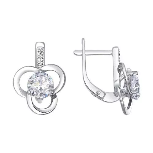 Серьги из серебра с фианитами