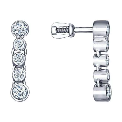 Серьги-пусеты «Зимние ягоды» из серебра с фианитами