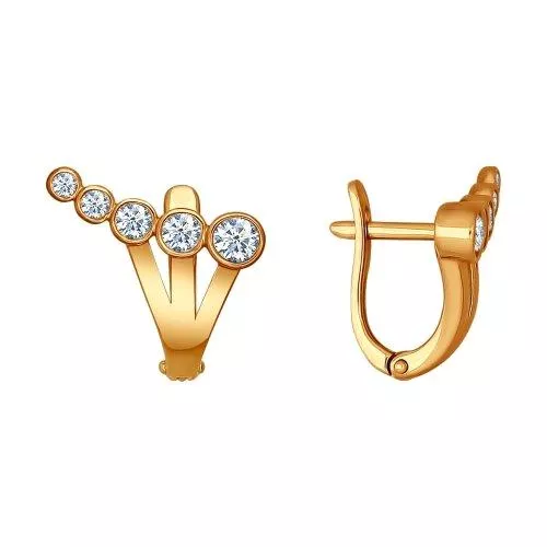 Серьги из золочёного серебра с фианитами