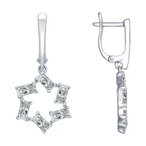 Серьги-звездочки из серебра с фианитами