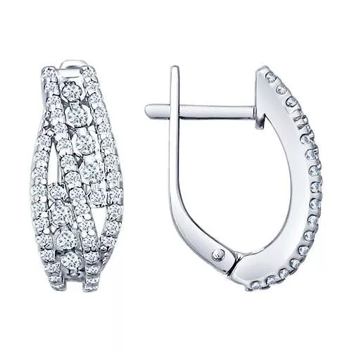 Серьги из серебра с фианитами