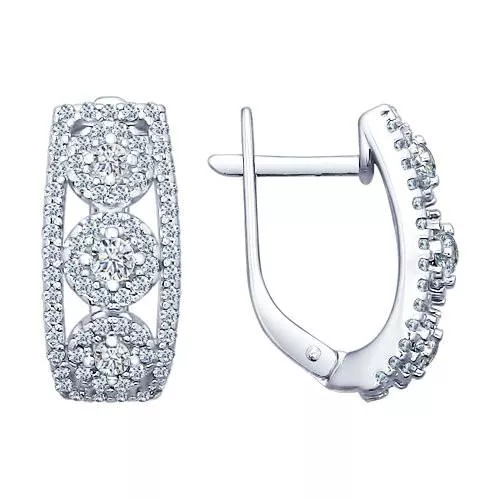 Серьги из серебра с фианитами