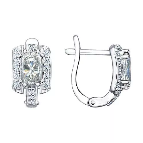 Серьги из серебра с фианитами