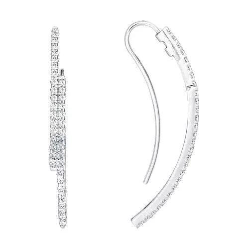 Серьги-продёвки из серебра с фианитами