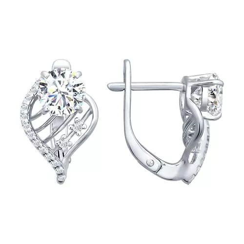 Серьги из серебра с фианитами