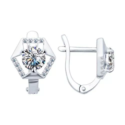 Серьги из серебра с фианитами
