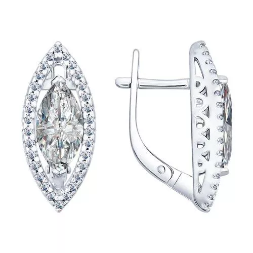 Серьги из серебра с фианитами