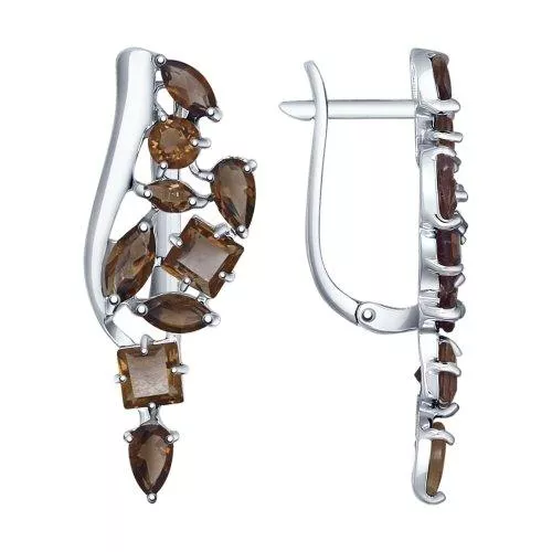 Серьги из серебра с раухтопазами