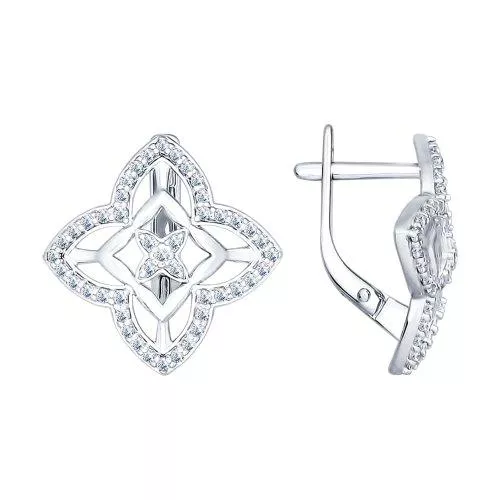 Серьги из серебра с фианитами
