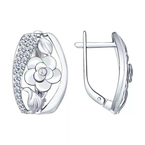 Серьги из серебра с фианитами