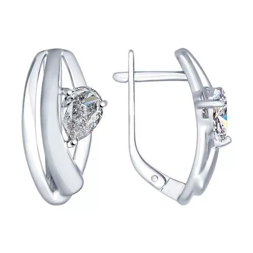 Серьги из серебра с фианитами