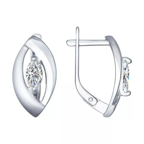 Серьги из серебра с фианитами