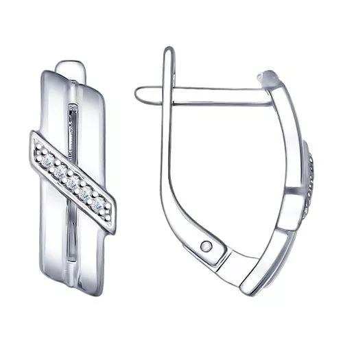 Серьги из серебра с фианитами