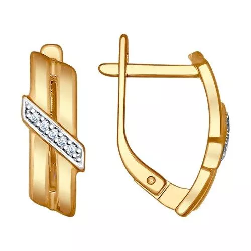 Серьги из золочёного серебра с фианитами