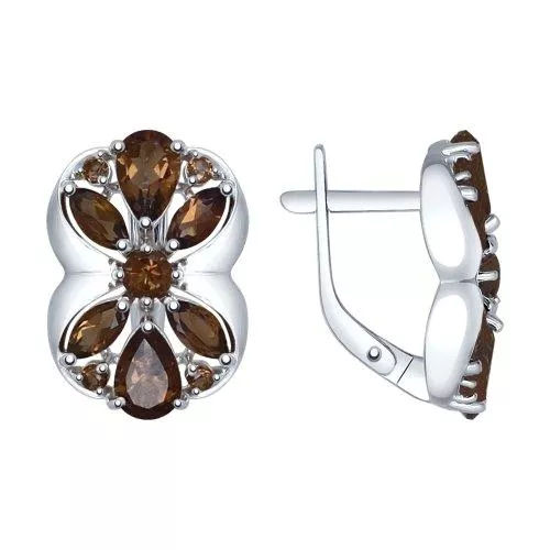 Серьги из серебра с раухтопазами