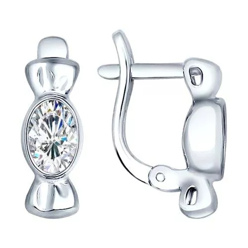 Серьги из серебра с фианитами