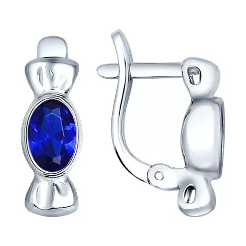 Серьги из серебра с синими фианитами