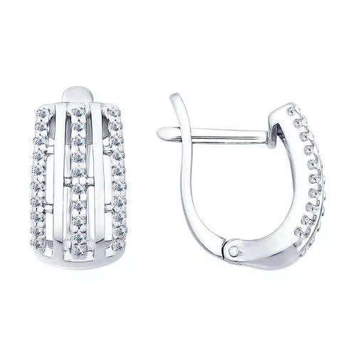 Серьги из серебра с фианитами