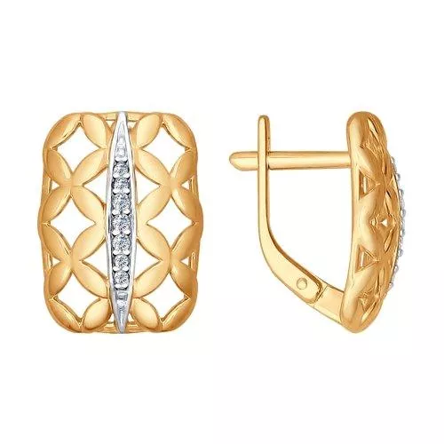 Серьги из золочёного серебра с фианитами