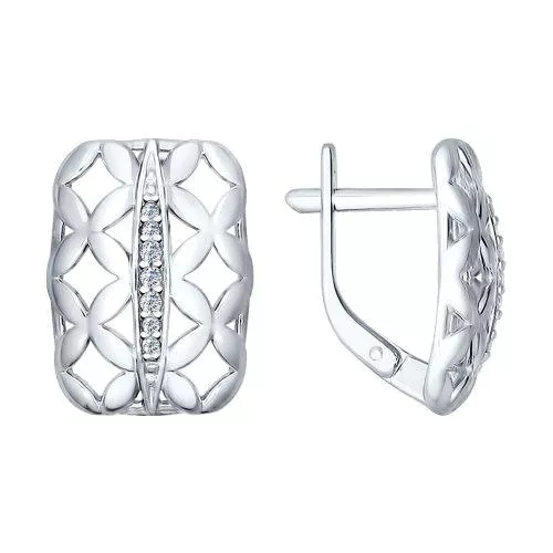 Серьги из серебра с фианитами