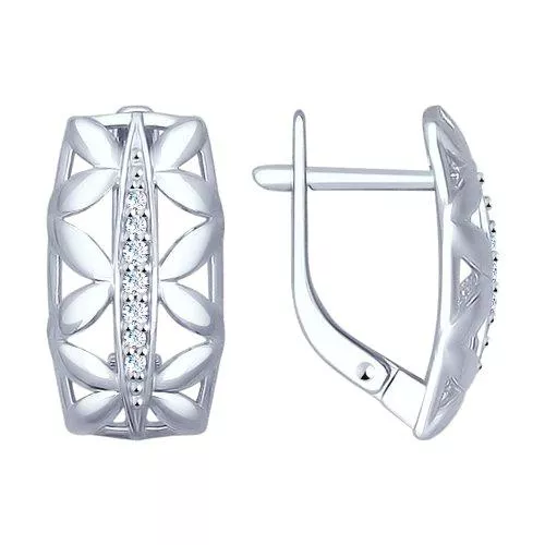 Серьги из серебра с фианитами