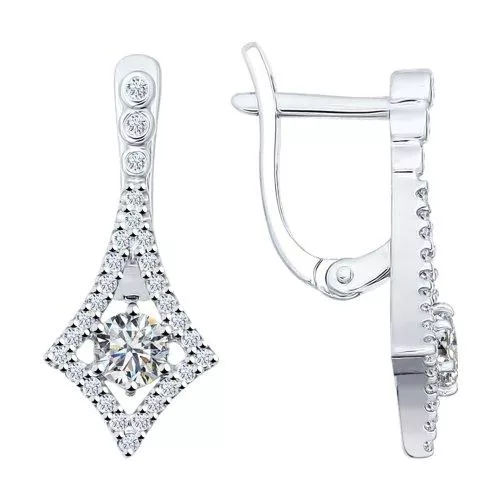 Серьги из серебра с фианитами