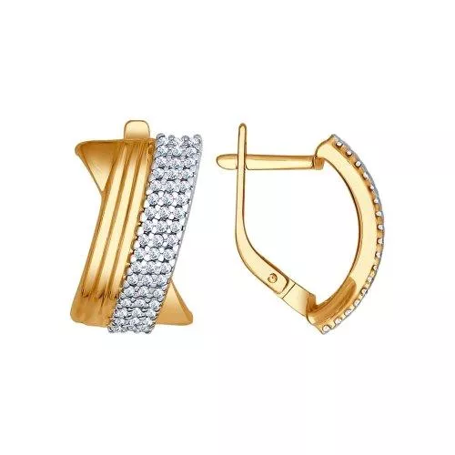 Серьги из золочёного серебра с фианитами