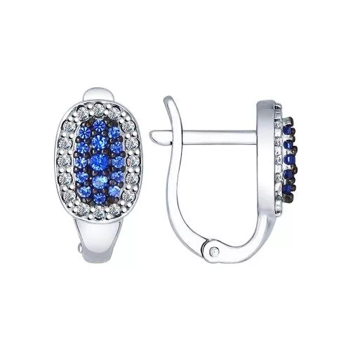 Серьги из серебра с синими фианитами