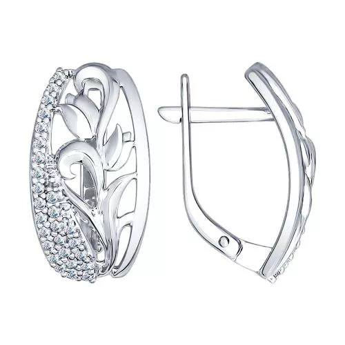 Серьги из серебра с фианитами