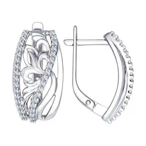 Серьги из серебра с фианитами