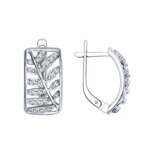 Серьги из серебра с фианитами