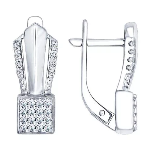 Серьги из серебра с фианитами