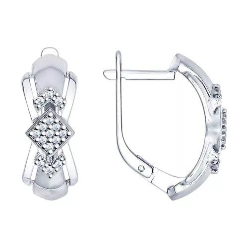Серьги из серебра с фианитами