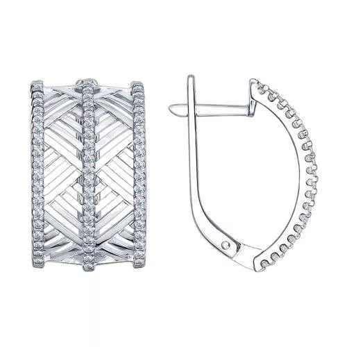 Серьги из серебра с фианитами