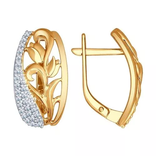 Серьги из серебра с фианитами