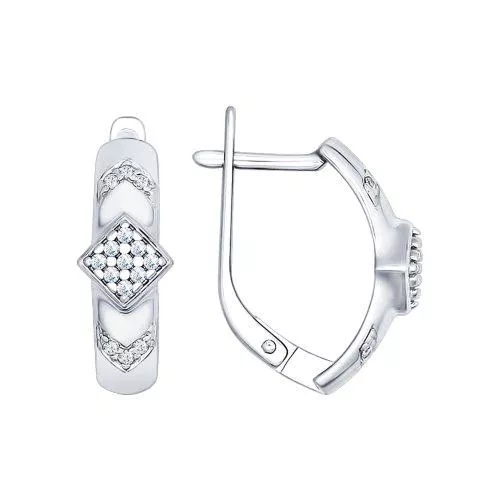 Серьги из серебра с фианитами