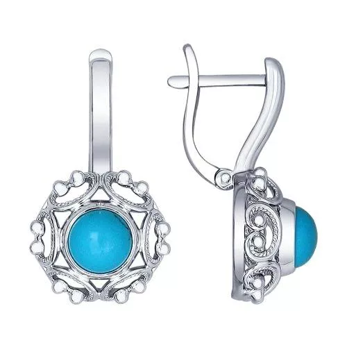 Серьги из серебра с бирюзой