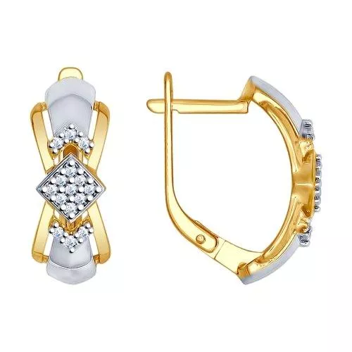 Серьги из золочёного серебра с фианитами