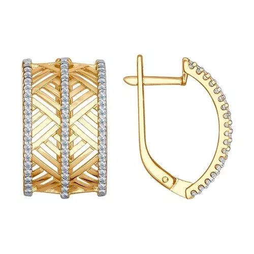 Серьги из золочёного серебра с фианитами