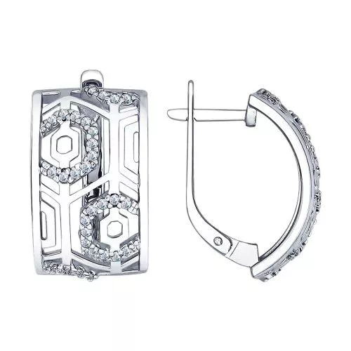 Серьги из серебра с фианитами